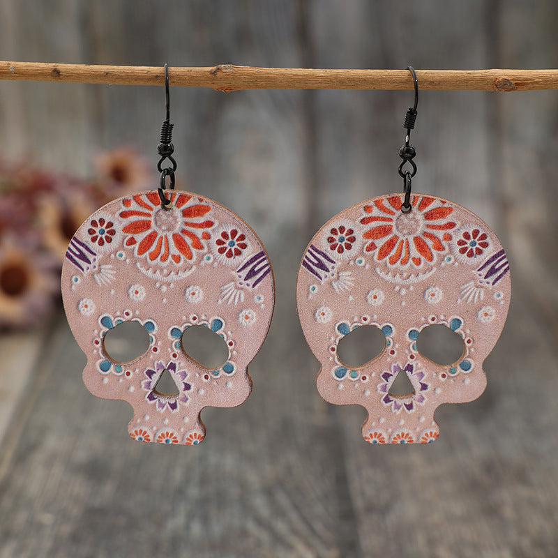 Wooden Skeleton Earrings