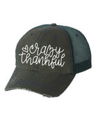 Crazy Thankful Embroidered Trucker hat Ocean and 7th