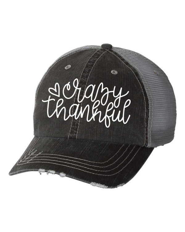 Crazy Thankful Embroidered Trucker hat Ocean and 7th