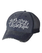 Crazy Thankful Embroidered Trucker hat Ocean and 7th