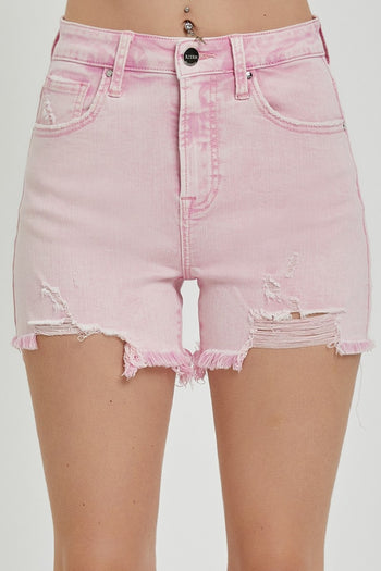 RISEN High Rise Distressed Denim Shorts Trendsi