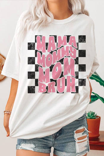 CHECKERED MAMA MOMMY MOM BRUH Graphic T-Shirt A. BLUSH CO.