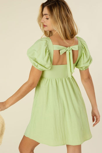 Tie back dress with puff sleeves Lilou