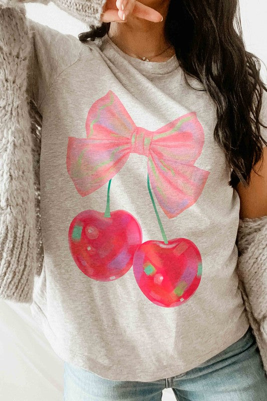RETRO CHERRY WITH RIBBON Graphic T-Shirt BLUME AND CO.