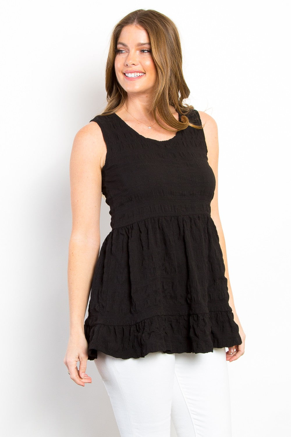 Ruffled Sleeveless Babydoll Top Casual Chic Botique