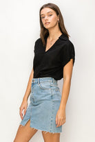 Always a Delight Short Sleeve Linen Top HYFVE