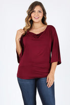 Plus size cowl neck basic top Bagel