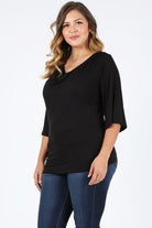 Plus size cowl neck basic top Bagel