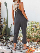 Solid Color V-Neck Pocket Jumpsuit HN4HHH66KN Casual Chic Boutique