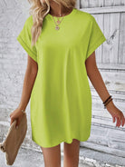 Round Neck Short Sleeve Mini Dress Trendsi