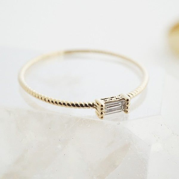 Crystal Baguette Twist Ring HONEYCAT Jewelry