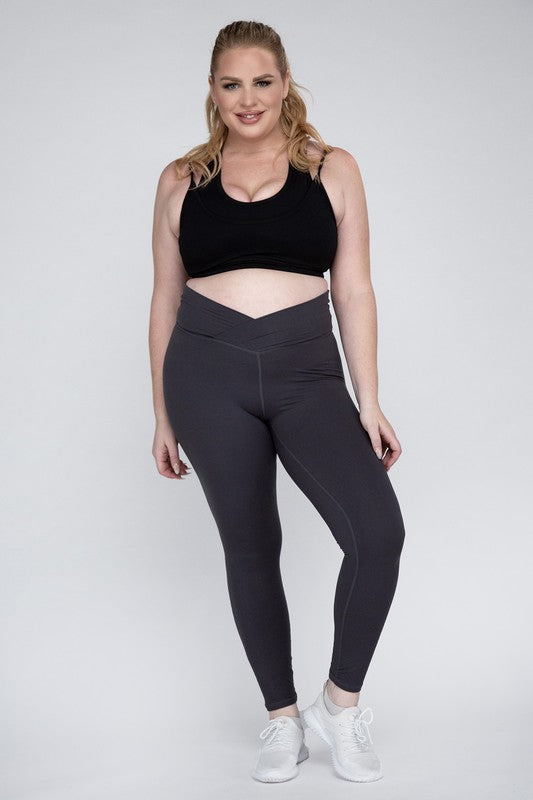 Plus Size V Waist Full Length Leggings Rae Mode