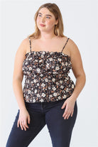 Zenobia Plus Size Frill Floral Square Neck Cami Zenobia