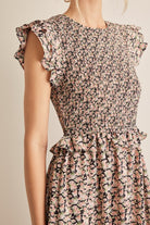 In February Floral Smocked Ruffled Midi Dress Trendsi