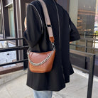 PU Leather Chain Trim Crossbody Bag Trendsi