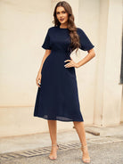 Round Neck Short Sleeve Midi Dress Trendsi