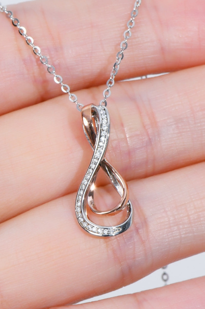 925 Sterling Silver Inlaid Moissanite Infinity Pendant Necklace Trendsi