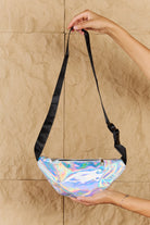 Fame Good Vibrations Holographic Double Zipper Fanny Pack in Hot Pink Fame