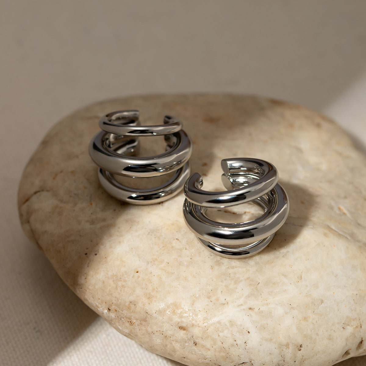 Stainless Steel Layered Cuff Earrings Trendsi