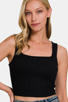 Zenana Ribbed Cropped Tank Trendsi