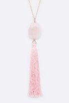 Semi Precious Pebble & Tassel Pendant Necklace LA Jewelry Plaza