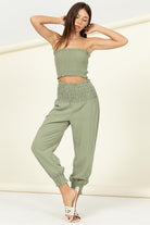 LET LOVE SMOCKED TOP AND TROUSERS SET HYFVE