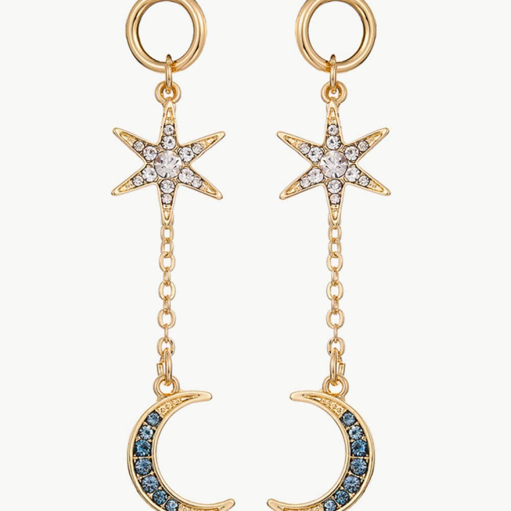 5-Pair Wholesale Inlaid Rhinestone Star and Moon Drop Earrings