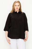 Plus Size KOSHIBO ROLL UP SLEEVE TOP Bagel