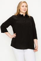 Plus Size KOSHIBO ROLL UP SLEEVE TOP Bagel