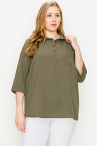 Plus Size KOSHIBO ROLL UP SLEEVE TOP Bagel