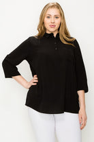 Plus Size KOSHIBO ROLL UP SLEEVE TOP Bagel