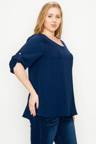 PLUS SIZE KOSHIBO ROLL UP SLEEVE TOP Bagel