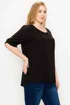 PLUS SIZE KOSHIBO ROLL UP SLEEVE TOP Bagel