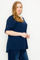 PLUS SIZE KOSHIBO ROLL UP SLEEVE TOP Bagel