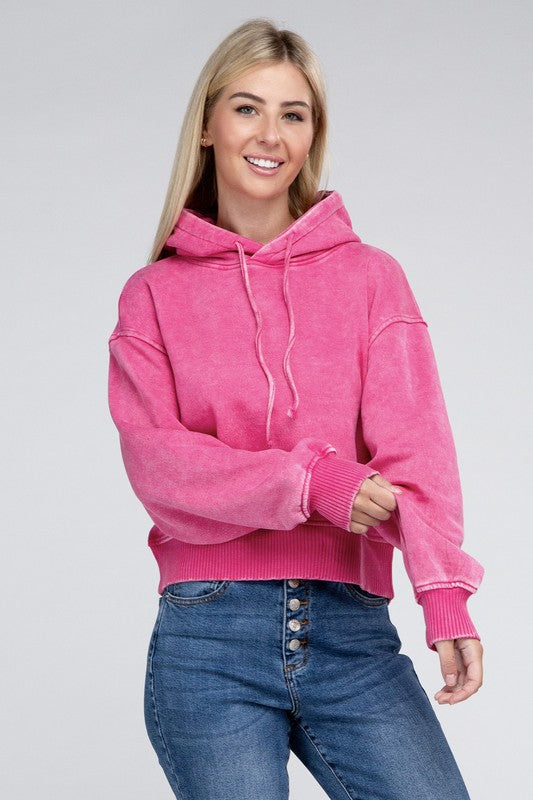 Acid Wash Fleece Hoodie ZENANA