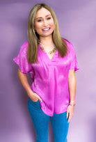Olivia Satin Top in Orchid Bliss Dropship