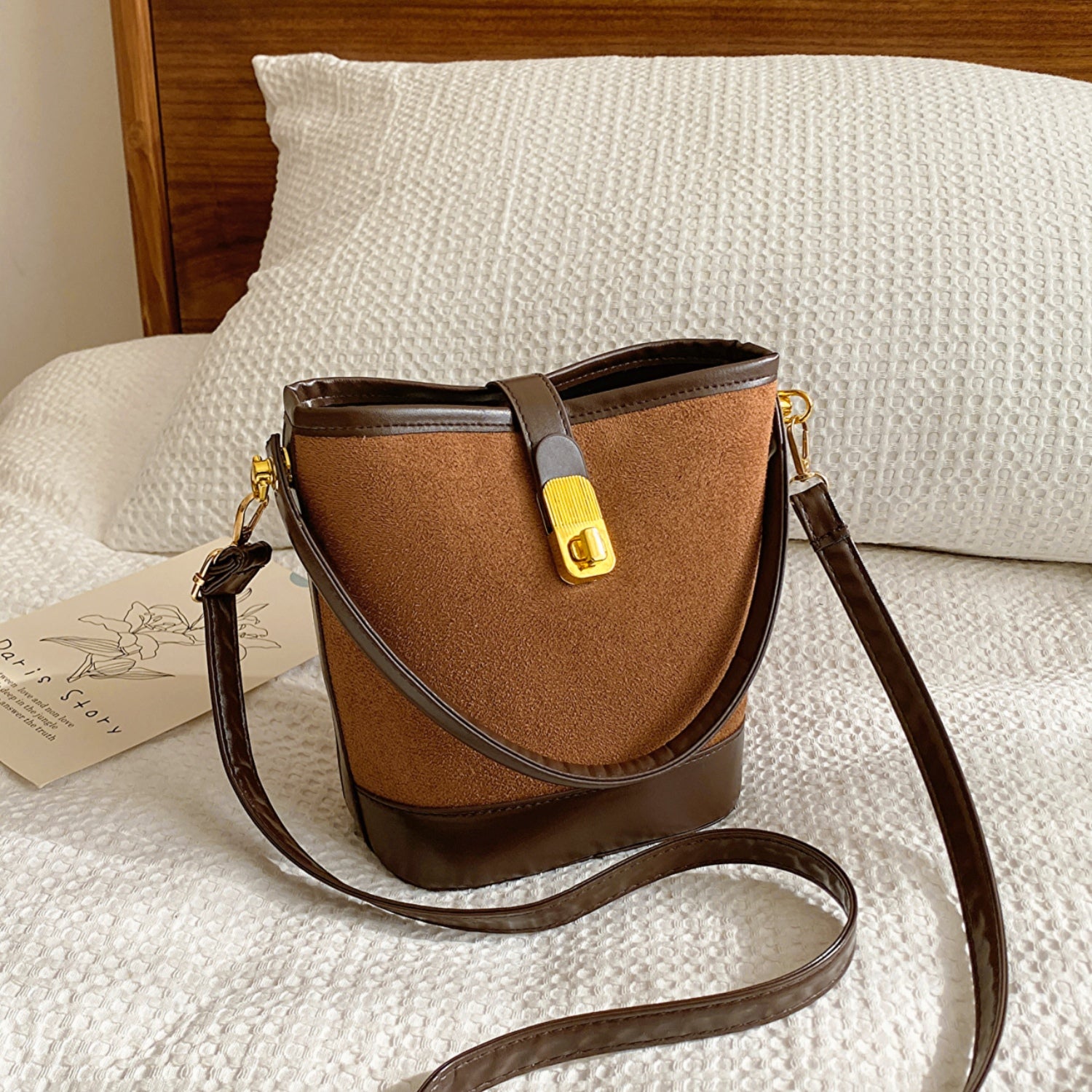 PU Leather Bucket Crossbody Bag Trendsi