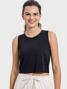 Drawstring Cutout Round Neck Active Tank Trendsi