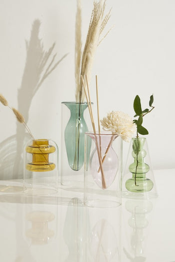 Double Layer Transparent Glass Vase 3 pcs/set ReeVe