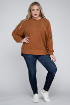 Plus Brushed Melange Drop Shoulder Sweater ZENANA