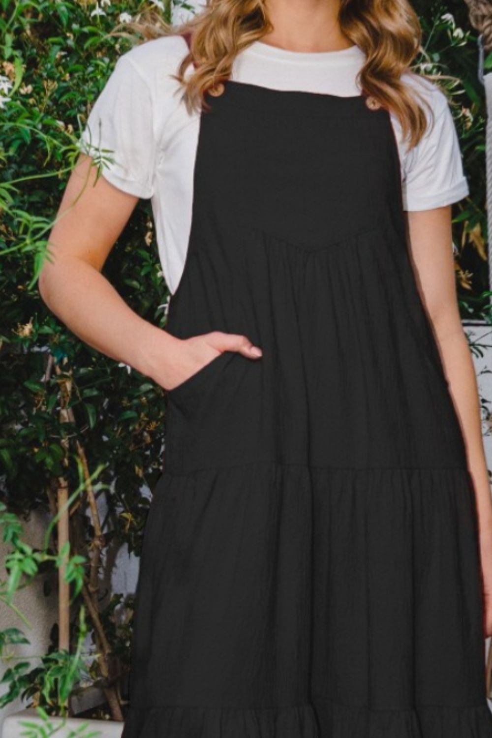 ODDI Full Size Sleeveless Tiered Midi Dress Trendsi