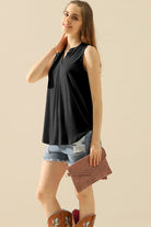 Ninexis Full Size Notched Sleeveless Top Trendsi