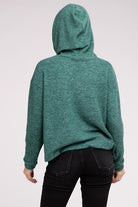 Hooded Brushed Melange Hacci Sweater ZENANA
