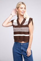 Striped Pattern Sweater Vest Nuvi Apparel