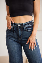 RFM Full Size Tummy Control High Waist Raw Hem Jeans Trendsi