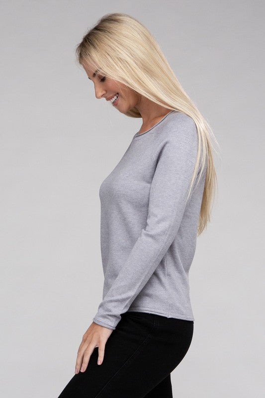 Viscose Round Neck Basic Sweater ZENANA