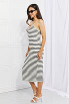 Striped Sleeveless Midi Dress Casual Chic Boutique