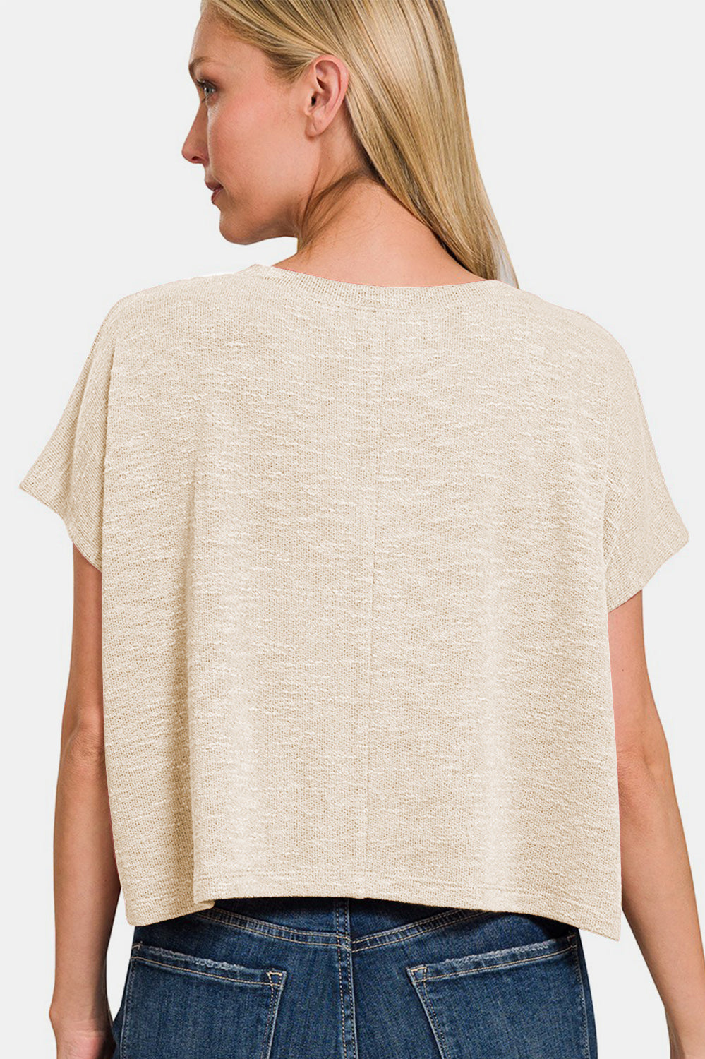 Zenana V-Neck Short Sleeve Crop T-Shirt Trendsi