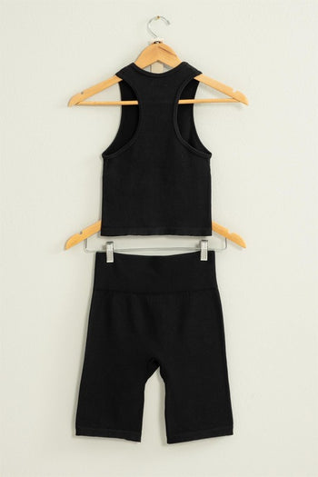 POWER MOVE CROPPED TANK TOP AND BIKER SHORTS SET HYFVE