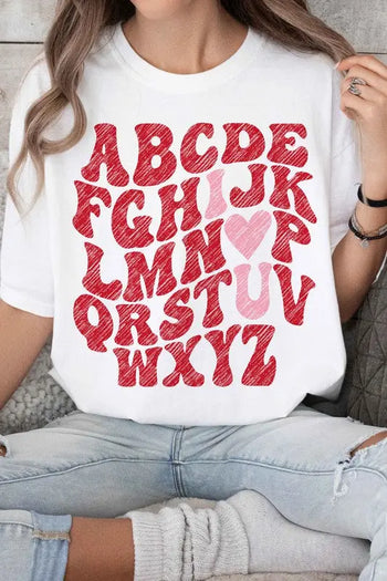 ABCD I LOVE YOU VALENTINES GRAPHIC TEE ALPHIA